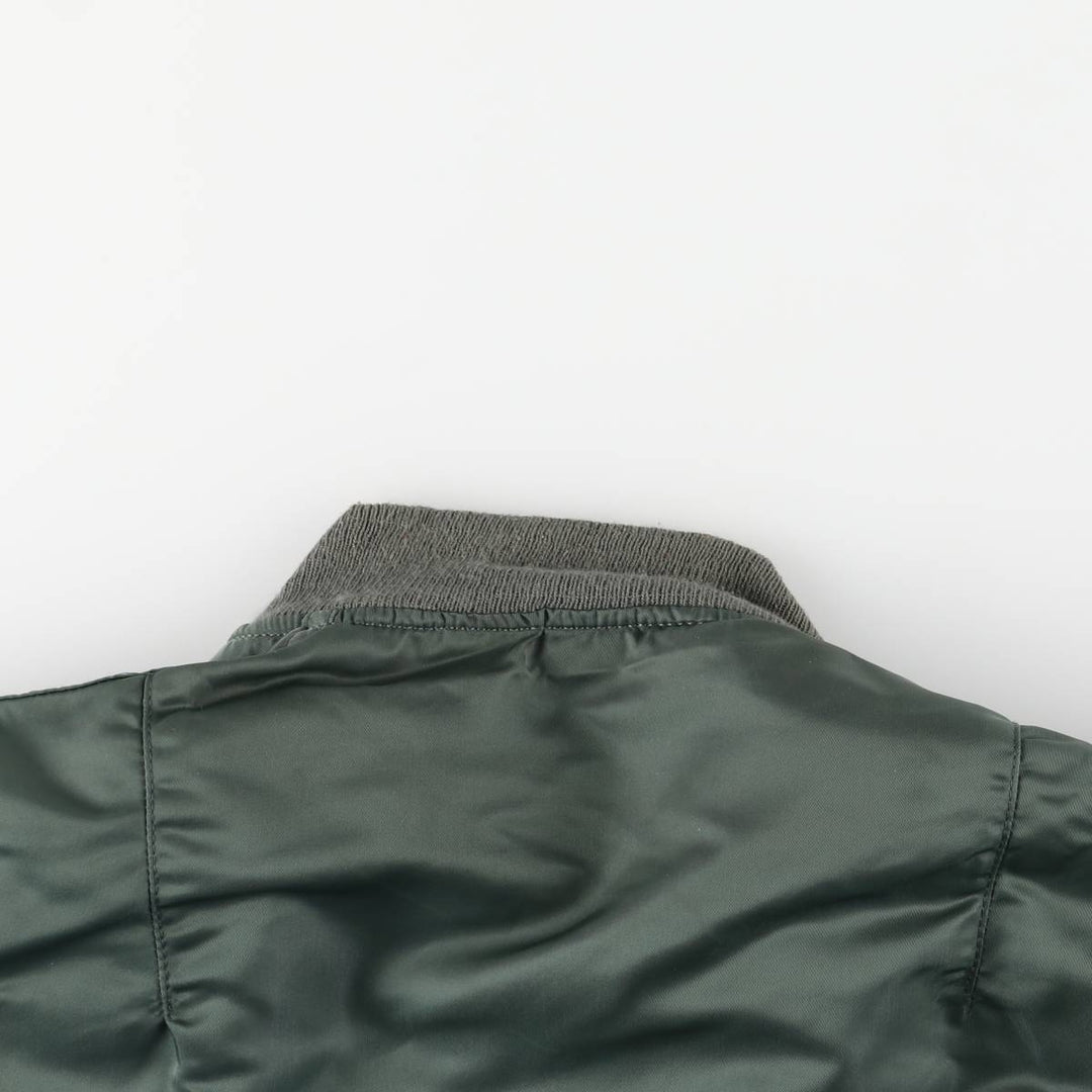 90'S civilian Alpha MA-1 style padded military flight jacket, made in the USA, small, men's size S Nylon Khaki type Vintage Second Hand