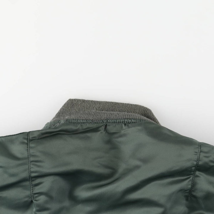 90'S civilian Alpha MA-1 style padded military flight jacket, made in the USA, small, men's size S Nylon Khaki type Vintage Second Hand