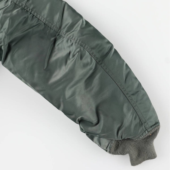 90'S civilian Alpha MA-1 style padded military flight jacket, made in the USA, small, men's size S Nylon Khaki type Vintage Second Hand