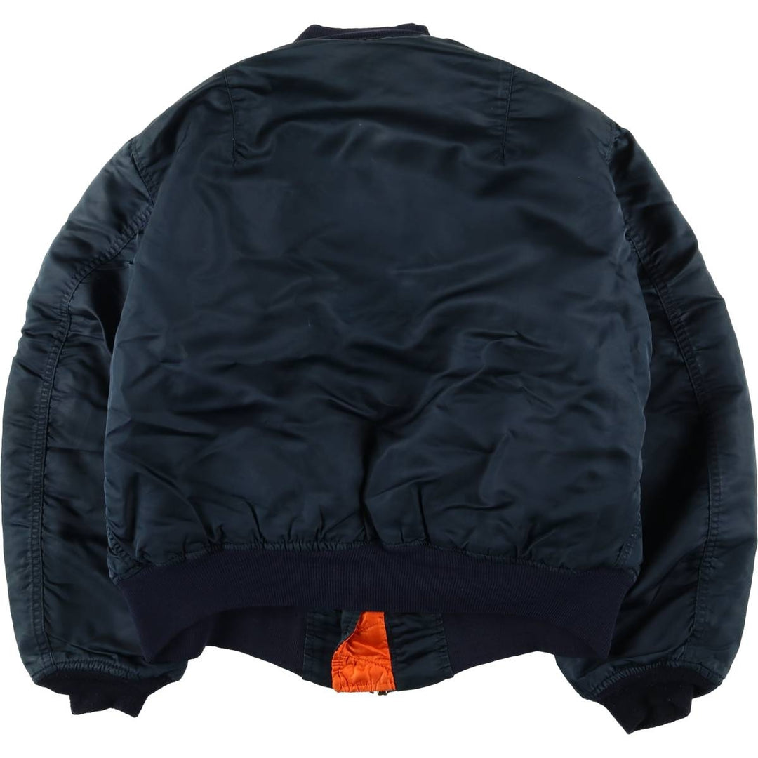 90'S Civilian Alpha MA-1 Type Padded Military Flight Jacket Made in USA X-LARGE Men's XL Nylon navy blue type Vintage Second Hand