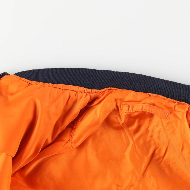 90'S Civilian Alpha MA-1 Type Padded Military Flight Jacket Made in USA X-LARGE Men's XL Nylon navy blue type Vintage Second Hand