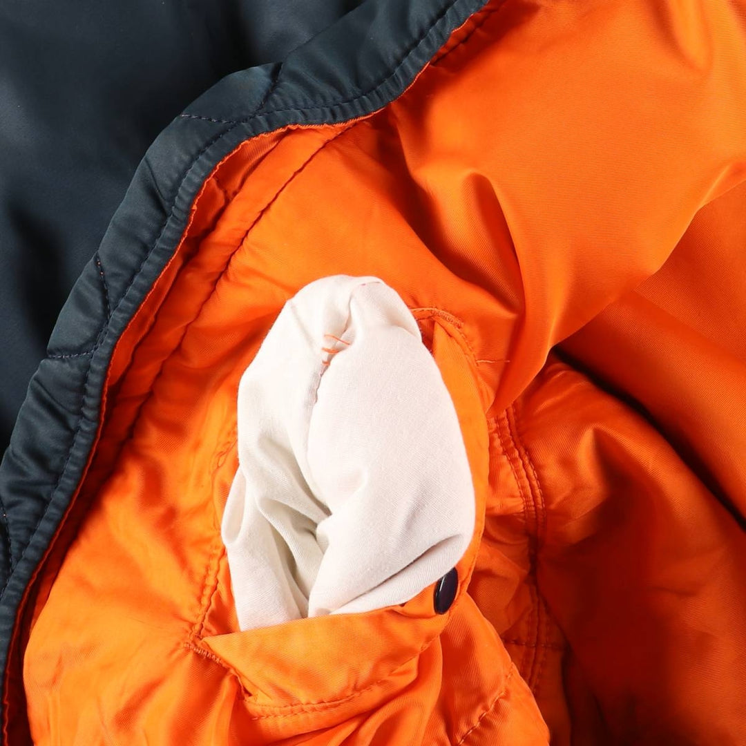 90'S Civilian Alpha MA-1 Type Padded Military Flight Jacket Made in USA X-LARGE Men's XL Nylon navy blue type Vintage Second Hand