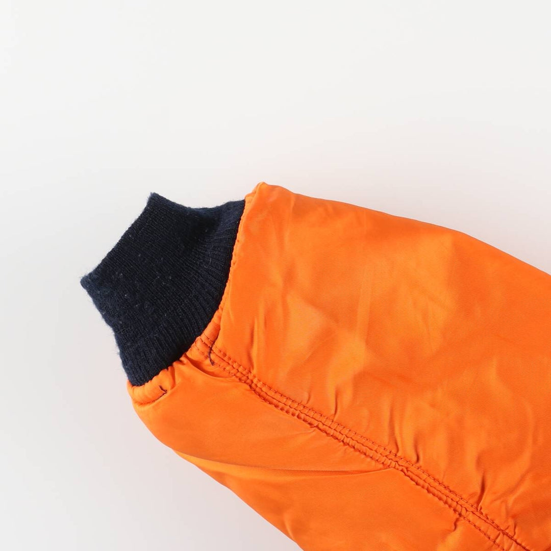 90'S Civilian Alpha MA-1 Type Padded Military Flight Jacket Made in USA X-LARGE Men's XL Nylon navy blue type Vintage Second Hand