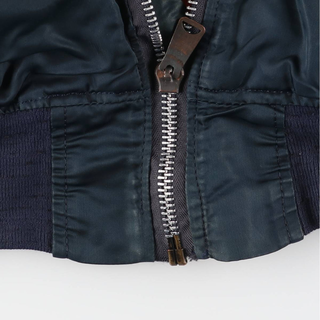 90'S Civilian Alpha MA-1 Type Padded Military Flight Jacket Made in USA X-LARGE Men's XL Nylon navy blue type Vintage Second Hand