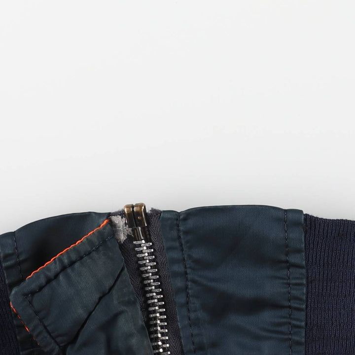 90'S Civilian Alpha MA-1 Type Padded Military Flight Jacket Made in USA X-LARGE Men's XL Nylon navy blue type Vintage Second Hand