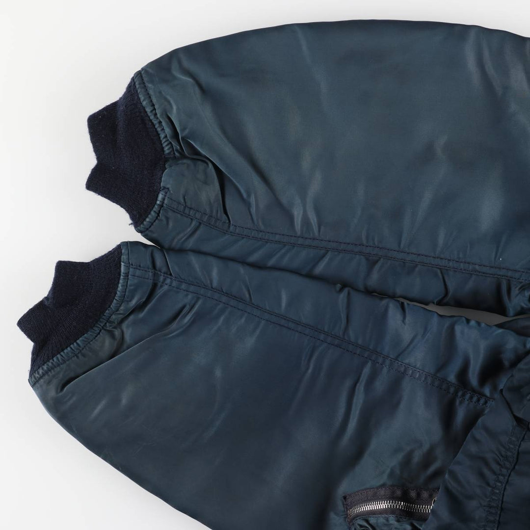 90'S Civilian Alpha MA-1 Type Padded Military Flight Jacket Made in USA X-LARGE Men's XL Nylon navy blue type Vintage Second Hand
