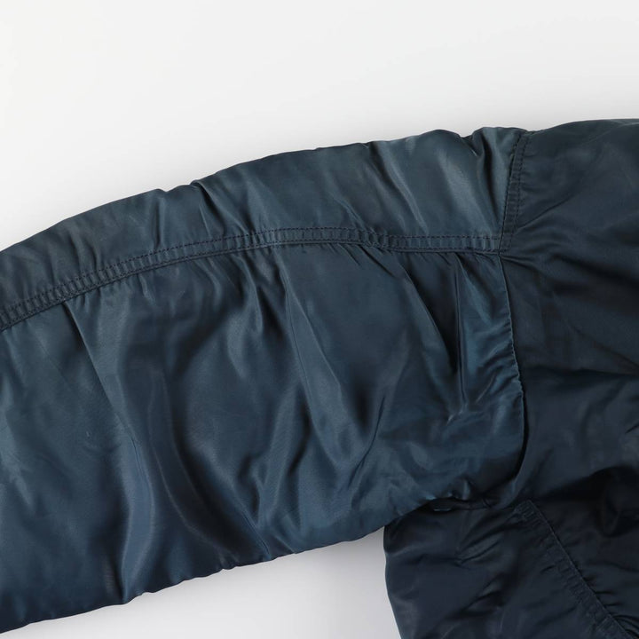 90'S Civilian Alpha MA-1 Type Padded Military Flight Jacket Made in USA X-LARGE Men's XL Nylon navy blue type Vintage Second Hand