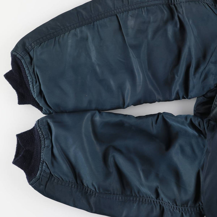 90'S Civilian Alpha MA-1 Type Padded Military Flight Jacket Made in USA X-LARGE Men's XL Nylon navy blue type Vintage Second Hand