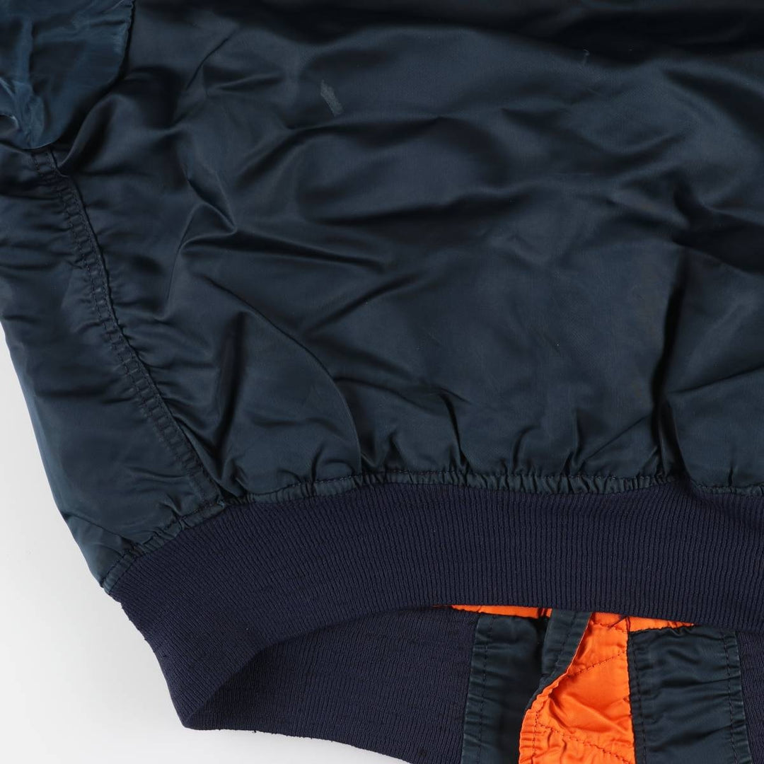 90'S Civilian Alpha MA-1 Type Padded Military Flight Jacket Made in USA X-LARGE Men's XL Nylon navy blue type Vintage Second Hand