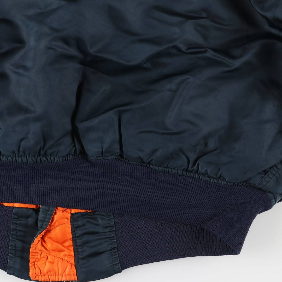 90'S Civilian Alpha MA-1 Type Padded Military Flight Jacket Made in USA X-LARGE Men's XL Nylon navy blue type Vintage Second Hand