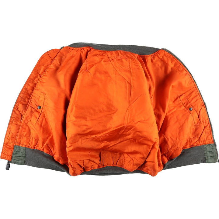 Vintage 80s-90'S Alpha MA-1 style padded military flight jacket, made in the USA, men's size XXL Nylon Khaki type Vintage Second Hand