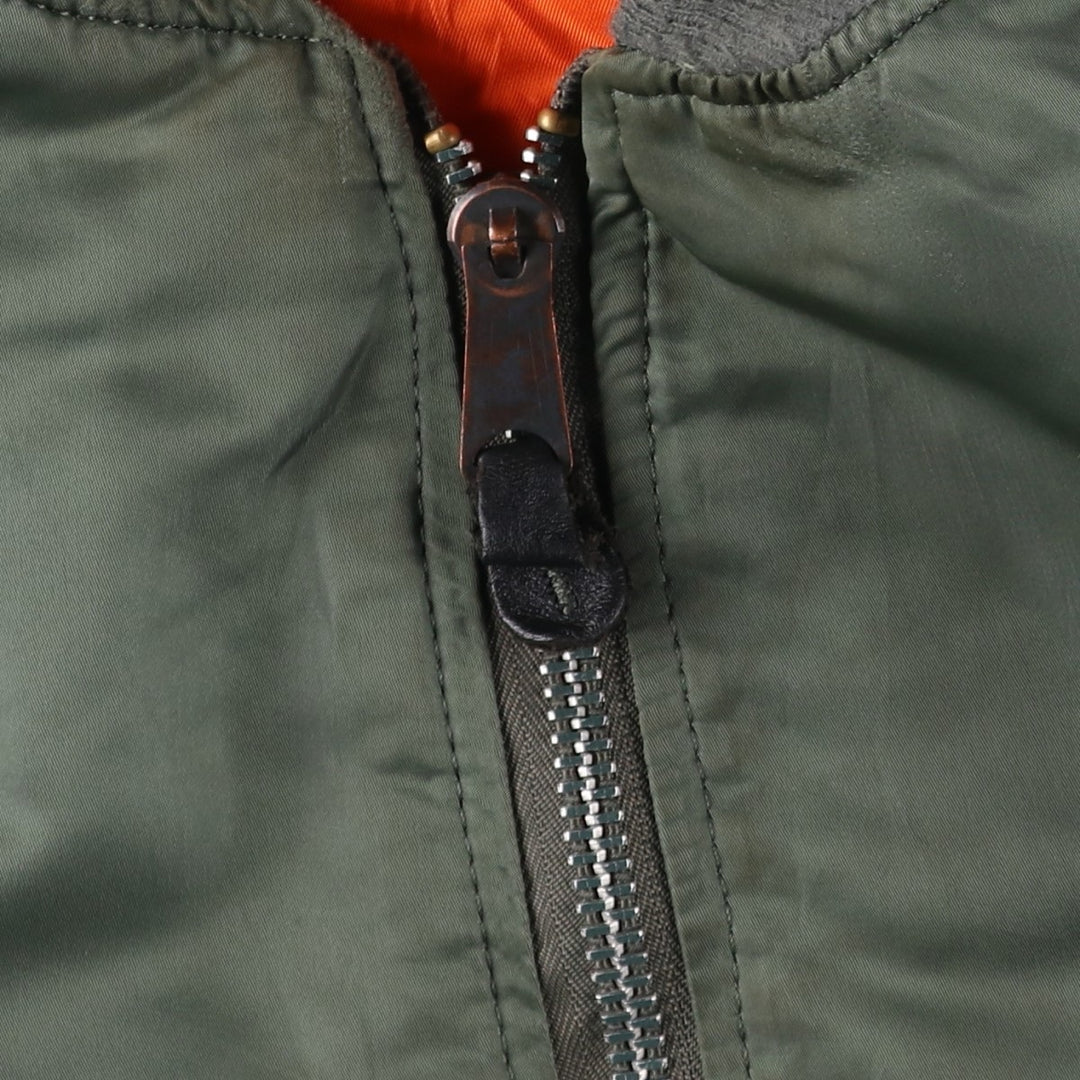 Vintage 80s-90'S Alpha MA-1 style padded military flight jacket, made in the USA, men's size XXL Nylon Khaki type Vintage Second Hand