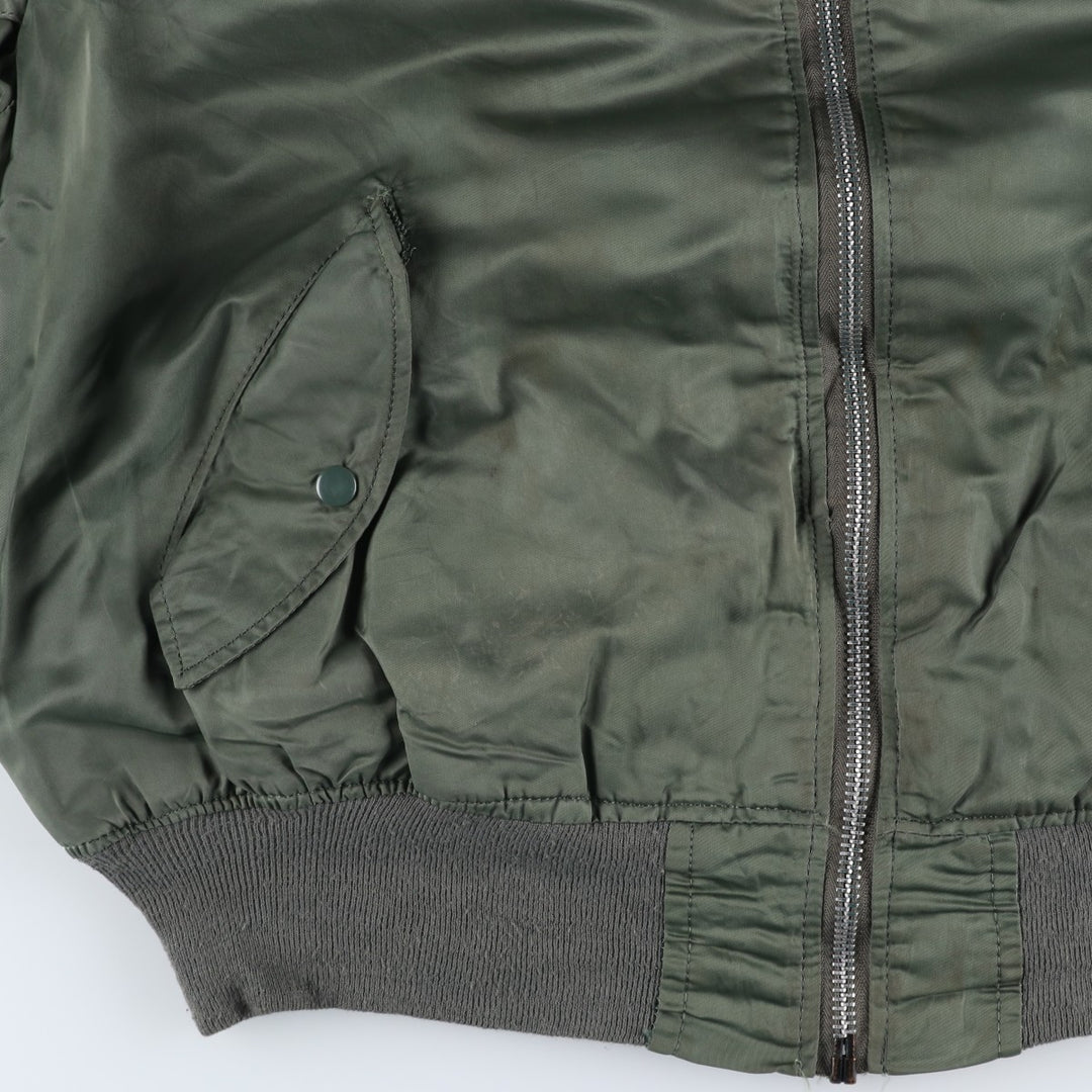 Vintage 80s-90'S Alpha MA-1 style padded military flight jacket, made in the USA, men's size XXL Nylon Khaki type Vintage Second Hand