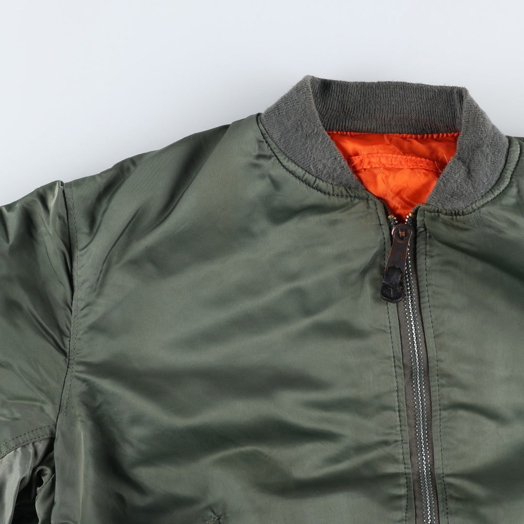 Vintage 80s-90'S Alpha MA-1 style padded military flight jacket, made in the USA, men's size XXL Nylon Khaki type Vintage Second Hand