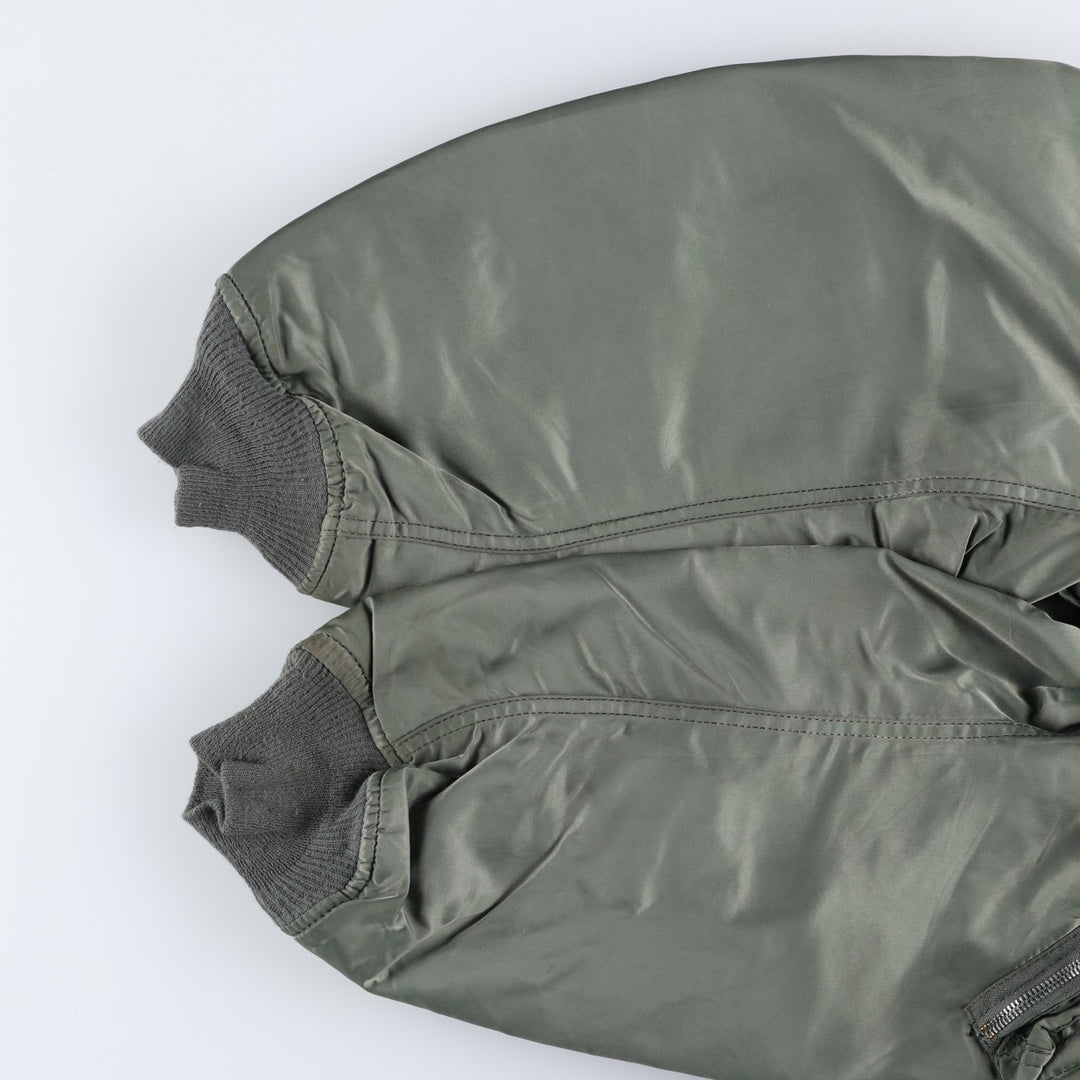 Vintage 80s-90'S Alpha MA-1 style padded military flight jacket, made in the USA, men's size XXL Nylon Khaki type Vintage Second Hand