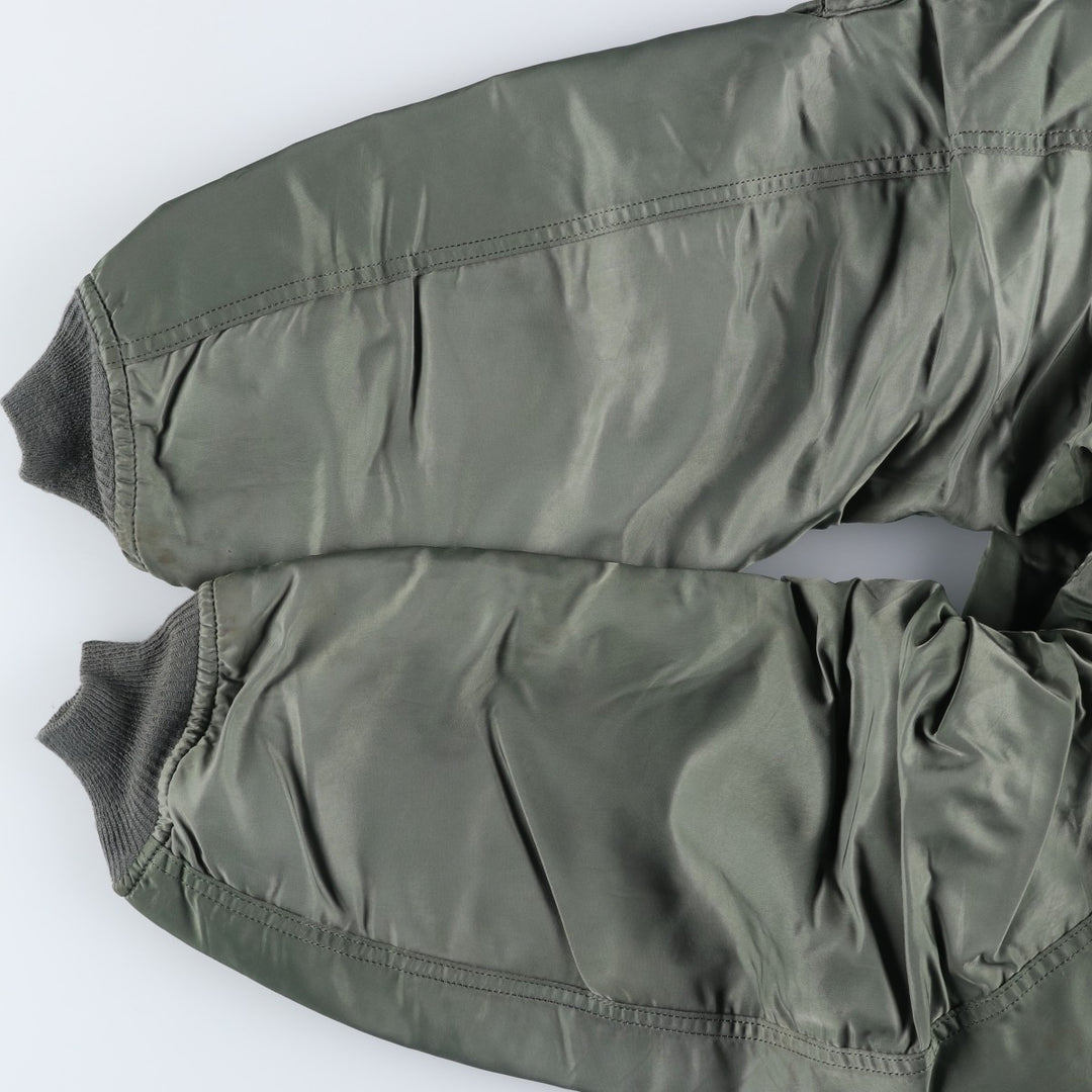 Vintage 80s-90'S Alpha MA-1 style padded military flight jacket, made in the USA, men's size XXL Nylon Khaki type Vintage Second Hand