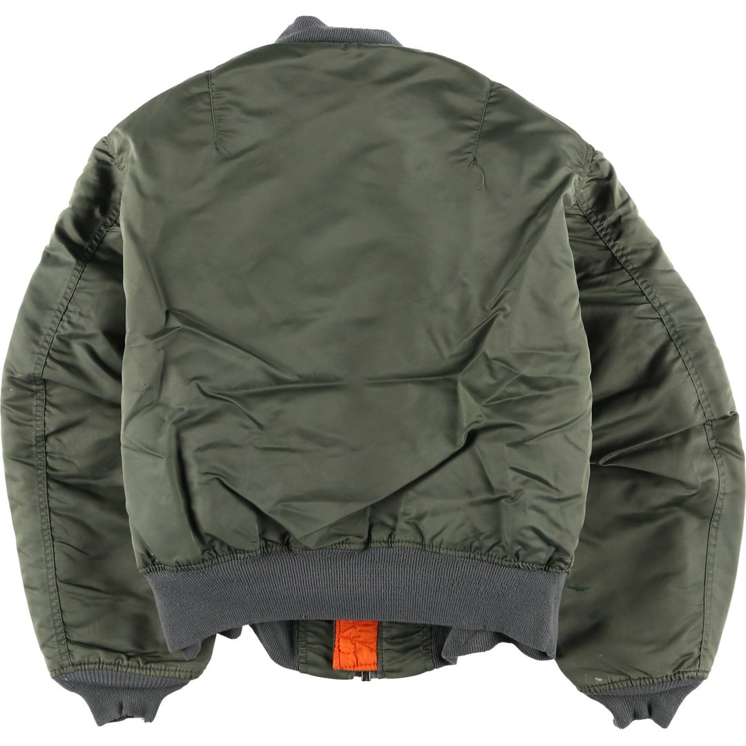 90'S civilian Alpha MA-1 style padded military flight jacket, made in the USA, men's size XL Nylon Khaki type Vintage Second Hand