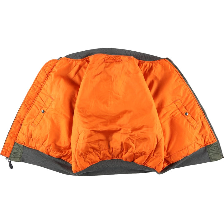 90'S civilian Alpha MA-1 style padded military flight jacket, made in the USA, men's size XL Nylon Khaki type Vintage Second Hand