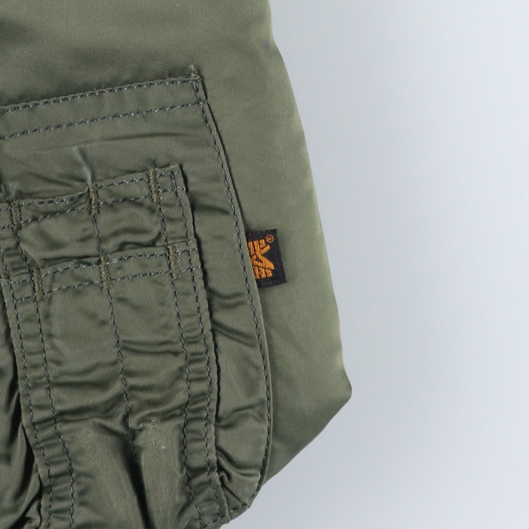 90'S civilian Alpha MA-1 style padded military flight jacket, made in the USA, men's size XL Nylon Khaki type Vintage Second Hand