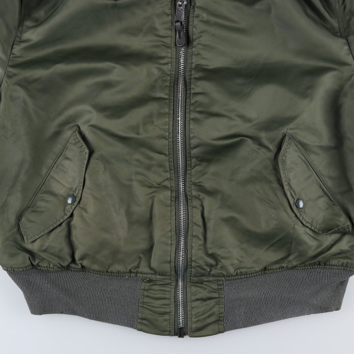 90'S civilian Alpha MA-1 style padded military flight jacket, made in the USA, men's size XL Nylon Khaki type Vintage Second Hand