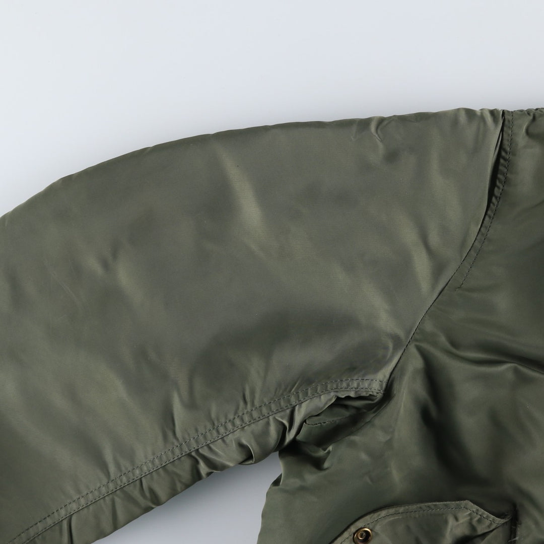 90'S civilian Alpha MA-1 style padded military flight jacket, made in the USA, men's size XL Nylon Khaki type Vintage Second Hand