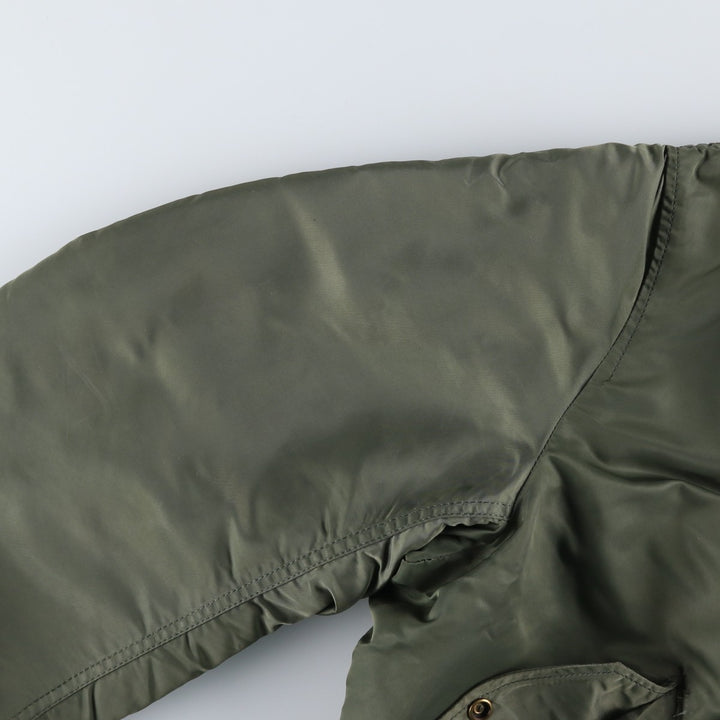 90'S civilian Alpha MA-1 style padded military flight jacket, made in the USA, men's size XL Nylon Khaki type Vintage Second Hand