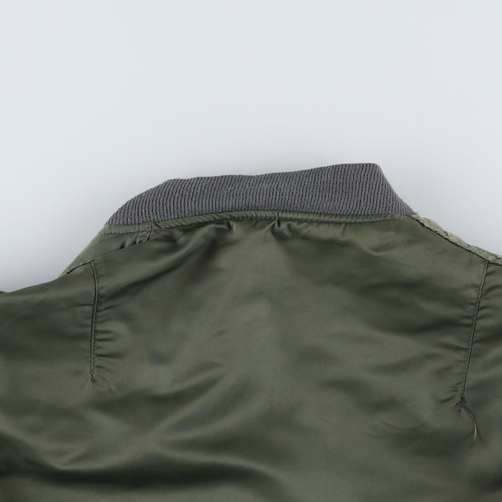 90'S civilian Alpha MA-1 style padded military flight jacket, made in the USA, men's size XL Nylon Khaki type Vintage Second Hand