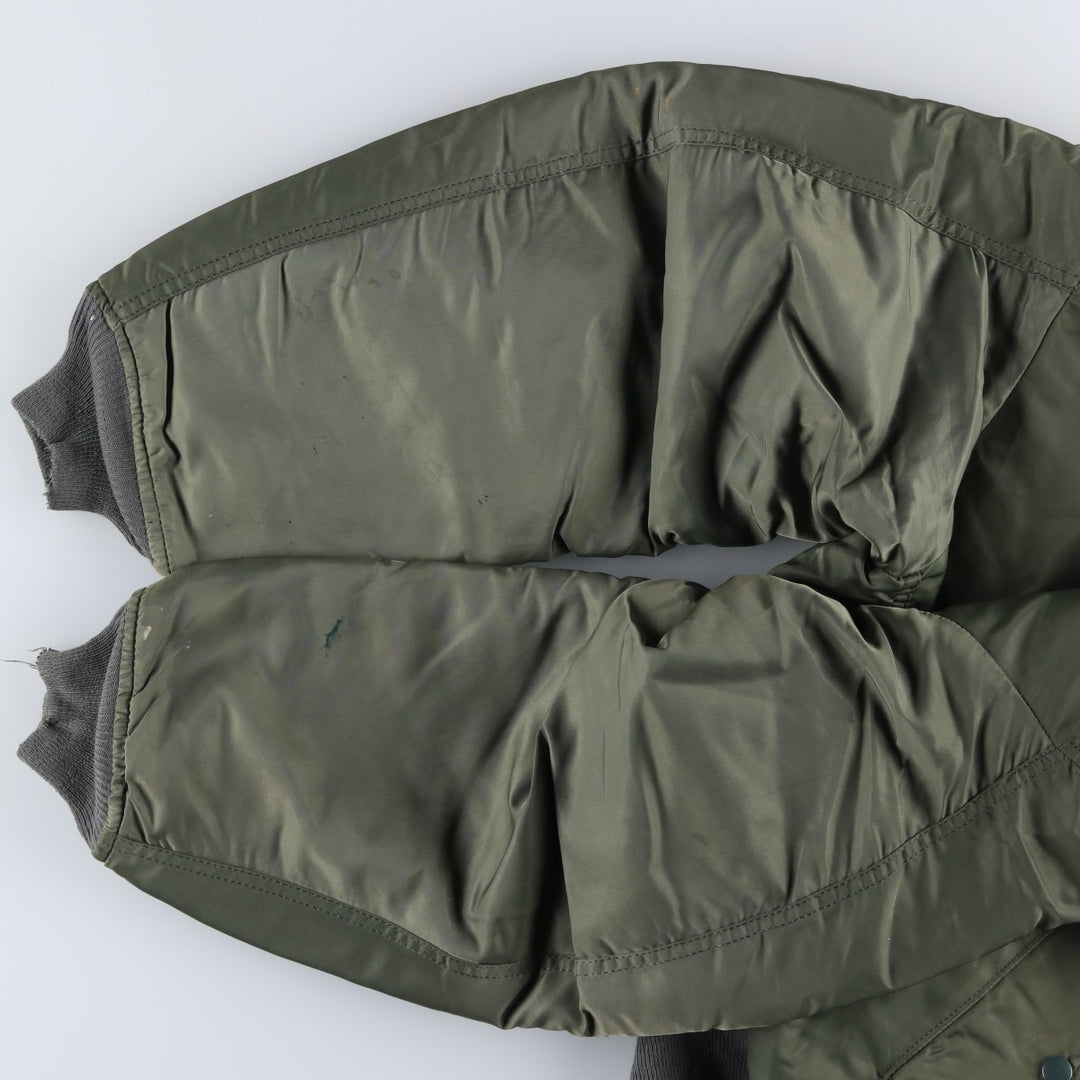 90'S civilian Alpha MA-1 style padded military flight jacket, made in the USA, men's size XL Nylon Khaki type Vintage Second Hand