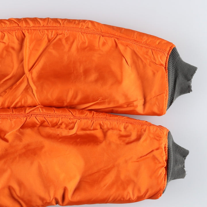 90'S civilian Alpha MA-1 style padded military flight jacket, made in the USA, men's size XL Nylon Khaki type Vintage Second Hand