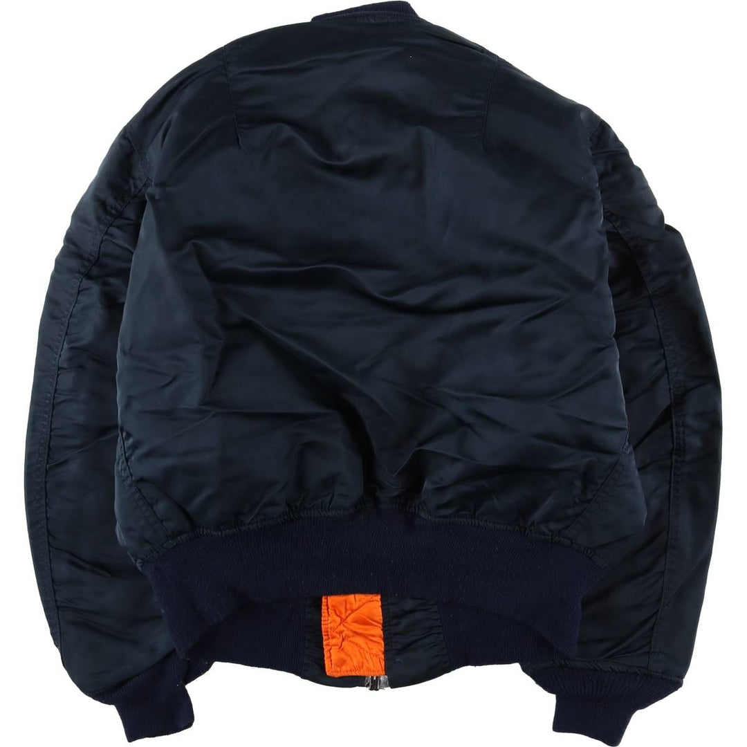 90'S civilian Alpha MA-1 style padded military flight jacket, made in the USA, medium, men's size M Nylon navy blue type Vintage Second Hand