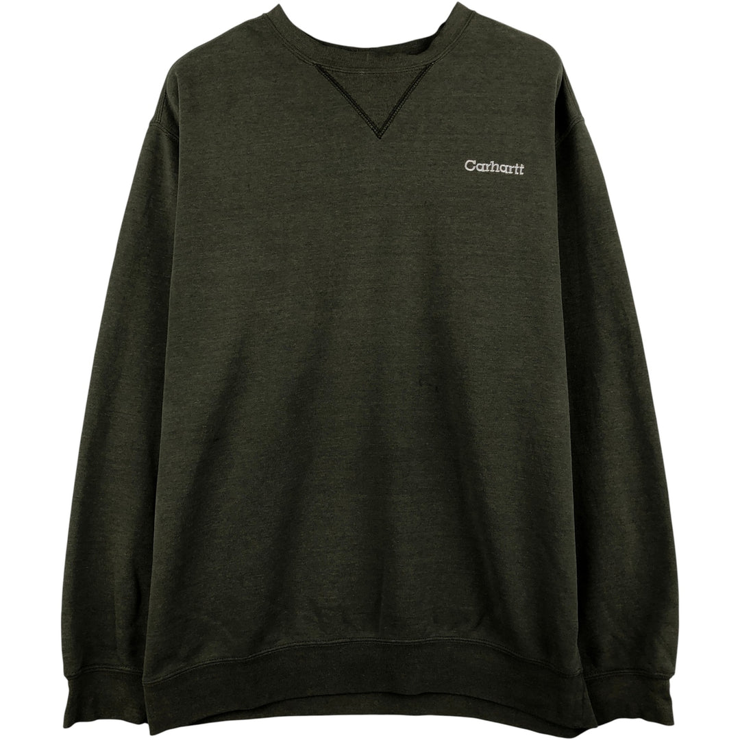 Carhartt One Point Logo Sweatshirt, Men's Size L cotton Khaki type Vintage Second Hand