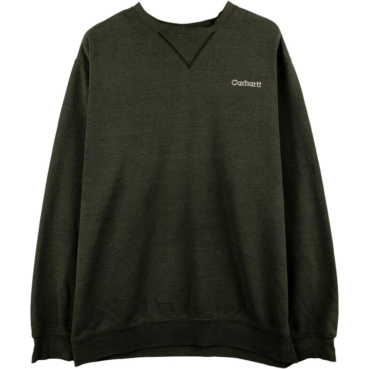 Carhartt One Point Logo Sweatshirt, Men's Size L cotton Khaki type Vintage Second Hand