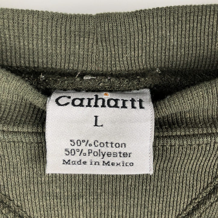 Carhartt One Point Logo Sweatshirt, Men's Size L cotton Khaki type Vintage Second Hand