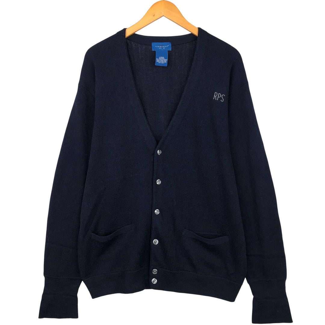 80s-90'S Town Craft Acrylic Knit Cardigan, Men's Size L, Vintage acrylic navy blue type Vintage Second Hand
