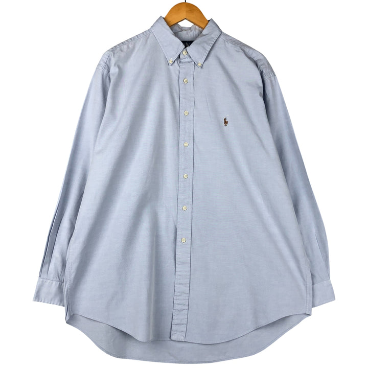 Ralph Lauren YARMOUTH long sleeve button down shirt, men's XL size cotton Blue type light blue Vintage Second Hand