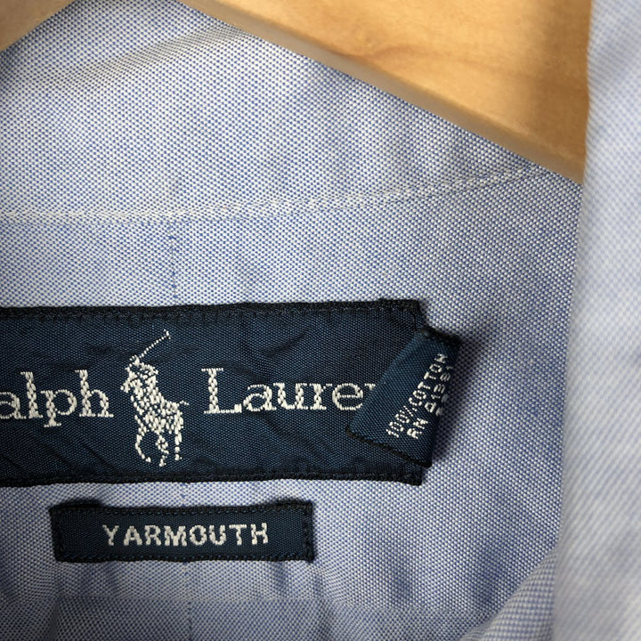 Ralph Lauren YARMOUTH long sleeve button down shirt, men's size M cotton Blue type light blue Vintage Second Hand