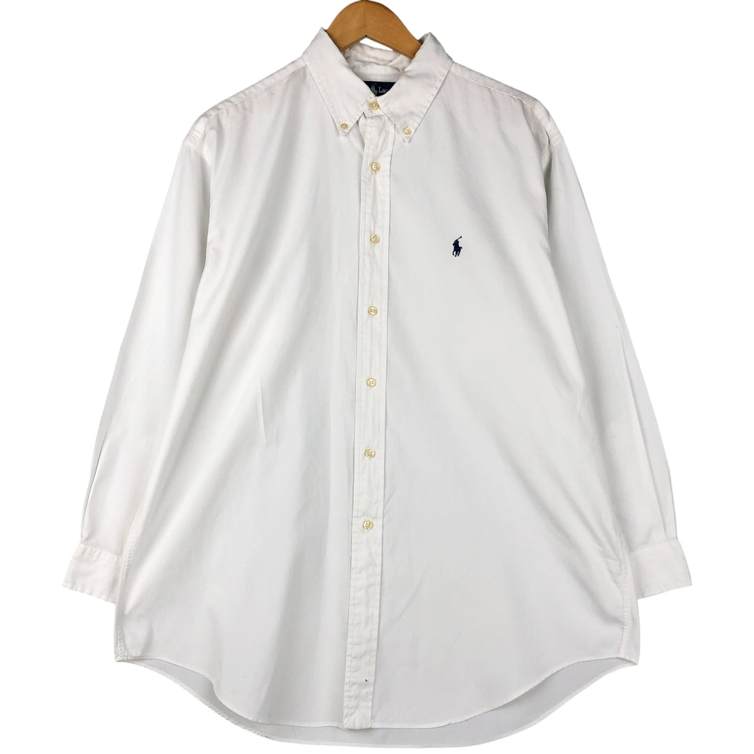 Ralph Lauren YARMOUTH long sleeve button down shirt, men's size L cotton white type Vintage Second Hand