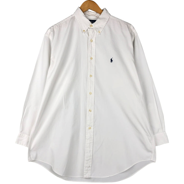 Ralph Lauren YARMOUTH long sleeve button down shirt, men's size L cotton white type Vintage Second Hand