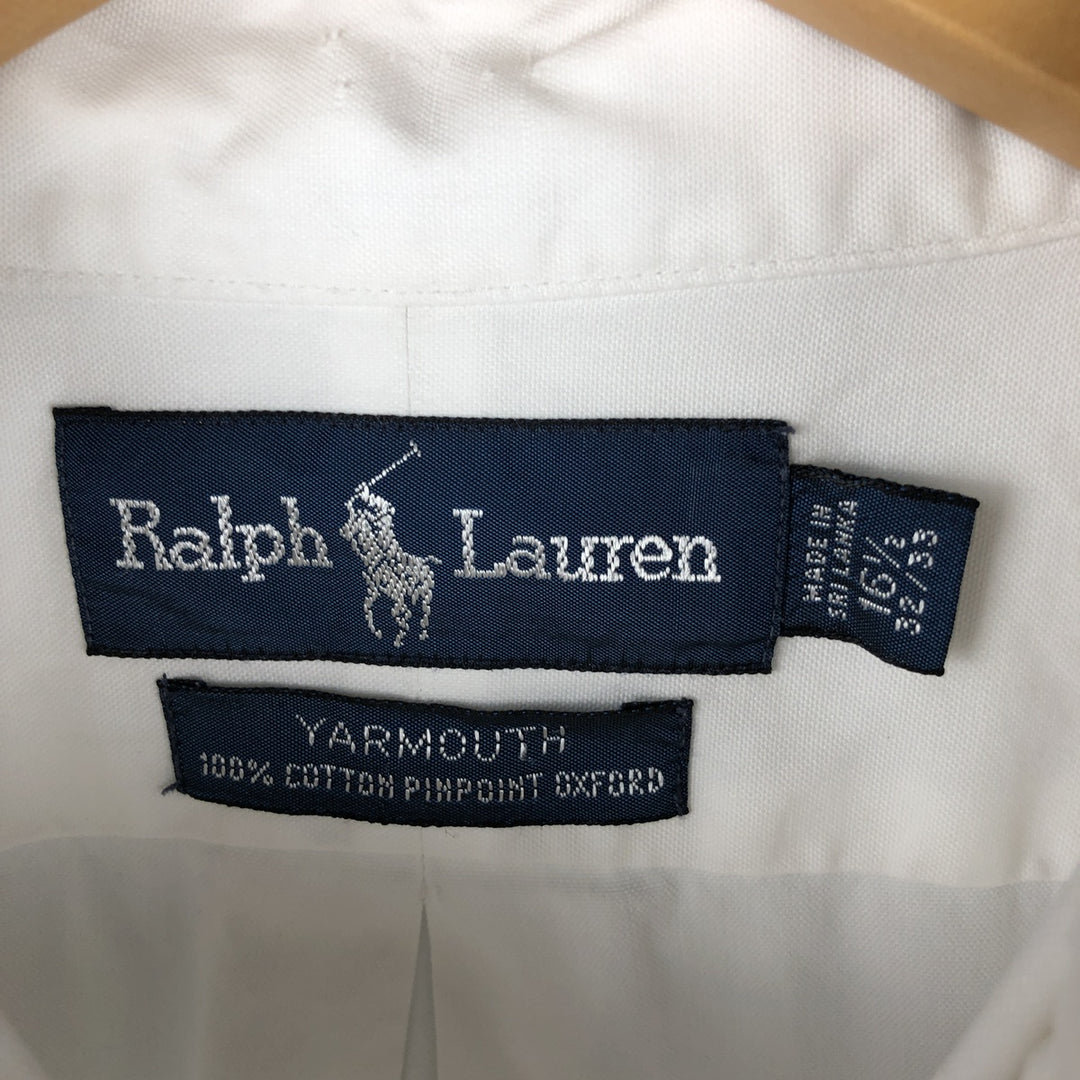 Ralph Lauren YARMOUTH long sleeve button down shirt, men's size L cotton white type Vintage Second Hand