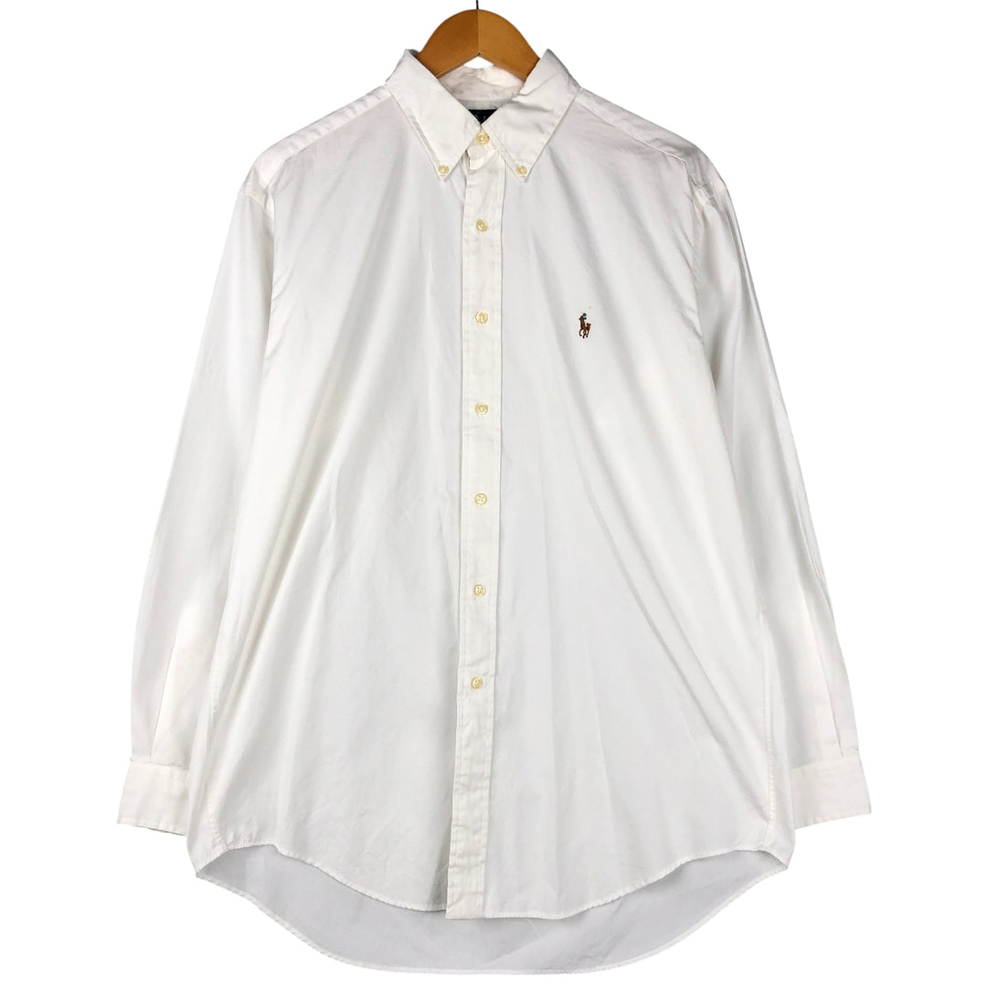 Ralph Lauren YARMOUTH long sleeve button down shirt, men's size L cotton white type Vintage Second Hand