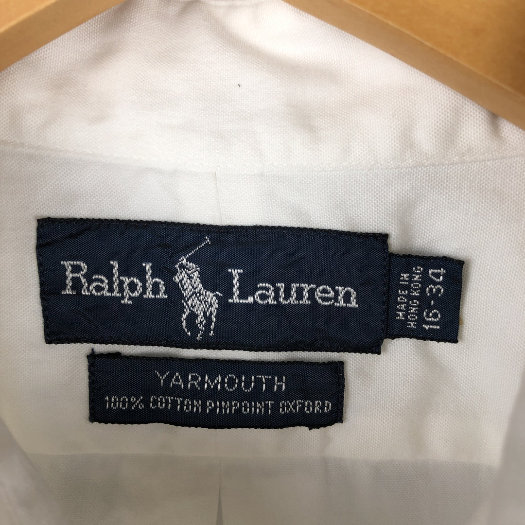 Ralph Lauren YARMOUTH long sleeve button down shirt, men's size L cotton white type Vintage Second Hand