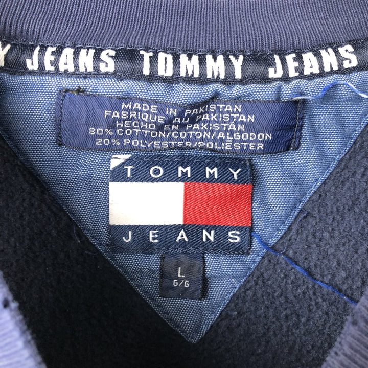 90'S Tommy Hilfiger logo sweatshirt, men's size L cotton navy blue type Vintage Second Hand
