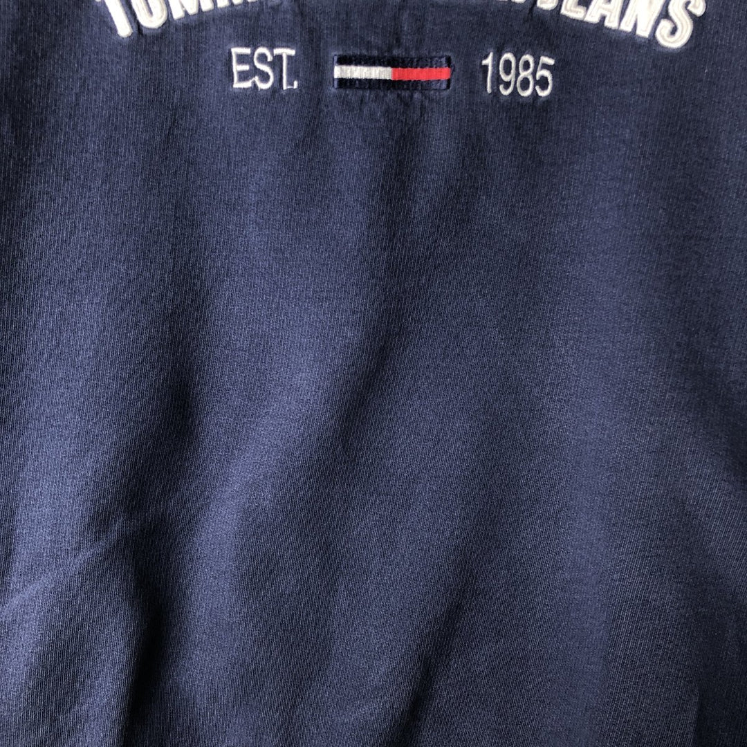 90'S Tommy Hilfiger logo sweatshirt, men's size L cotton navy blue type Vintage Second Hand