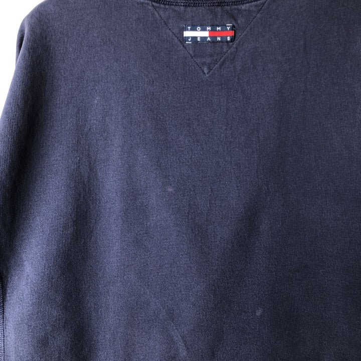 90'S Tommy Hilfiger logo sweatshirt, men's size L cotton navy blue type Vintage Second Hand