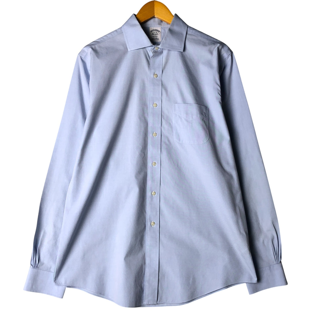 Brooks Brothers Est. 1818 REGENT Wide Collar Long Sleeve Cotton Shirt, Men's Size L Supima Cotton Blue type light blue Vintage Second Hand