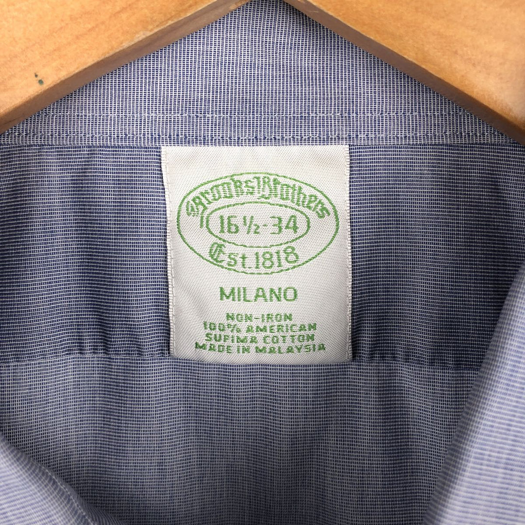 Brooks Brothers Est.1818 MILANO Wide Collar Long Sleeve Cotton Shirt, Men's Size L Supima Cotton Blue type light blue Vintage Second Hand