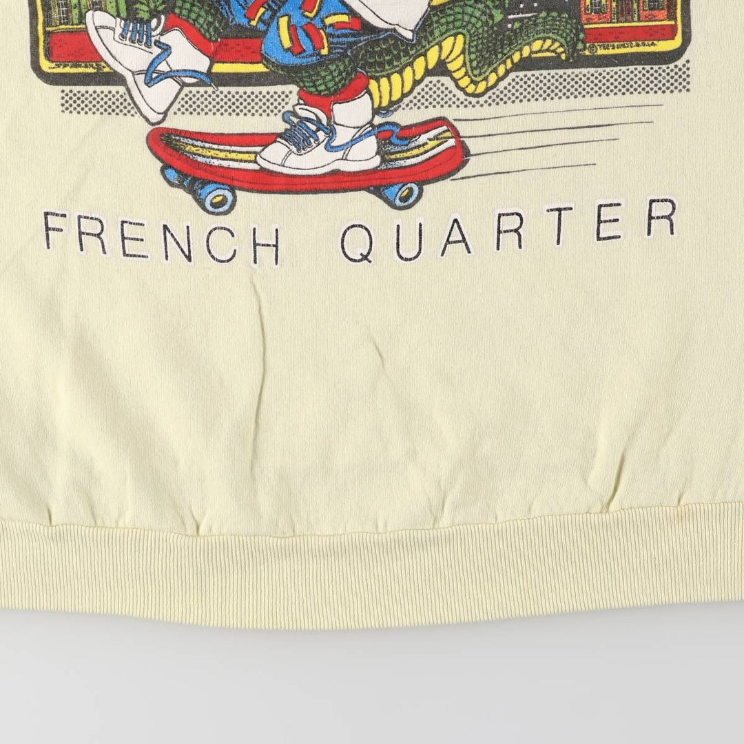 80s-90'S Jerzees Crocodile Pattern Character Sweatshirt, Made in USA, Men's Size XL cotton lemon yellow Vintage Second Hand