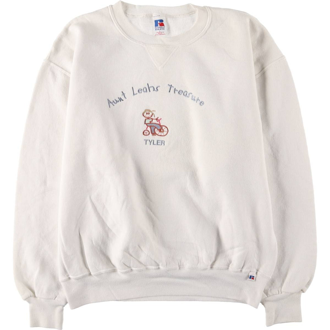 Vintage 90'S Russell printed sweatshirt, size L, men's cotton white type Vintage Second Hand