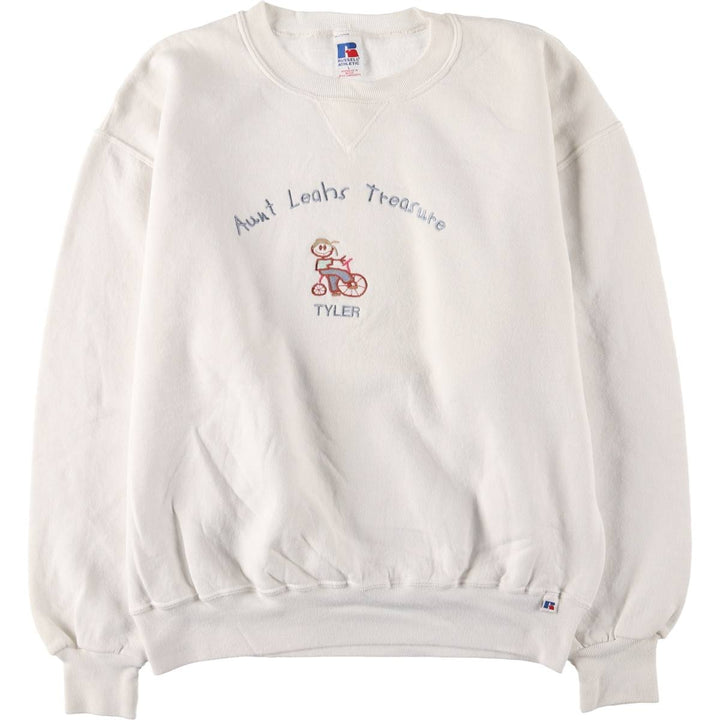 Vintage 90'S Russell printed sweatshirt, size L, men's cotton white type Vintage Second Hand