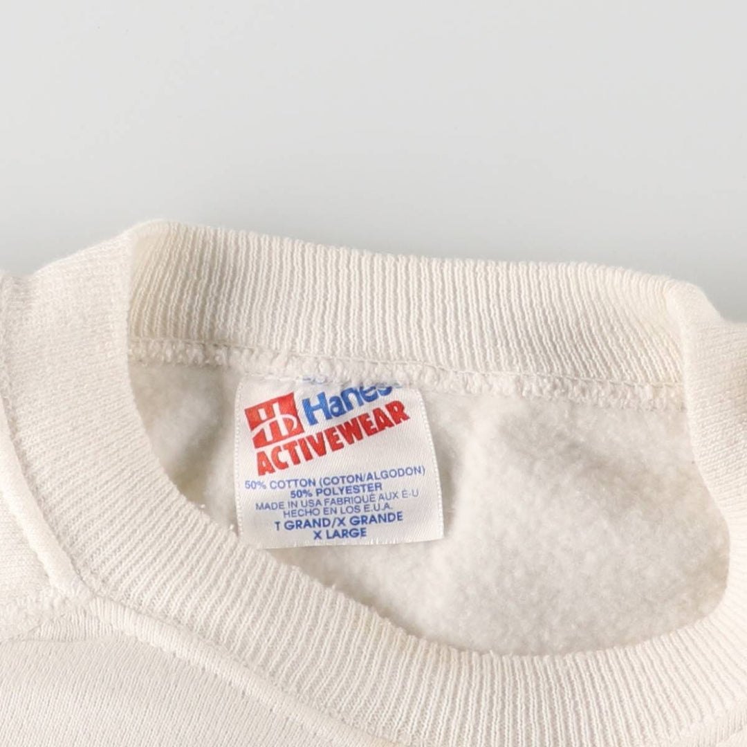 90'S Hanes ACTIVEWEAR Printed Sweatshirt Trainer Made in USA Men's XL Vintage cotton white type Vintage Second Hand